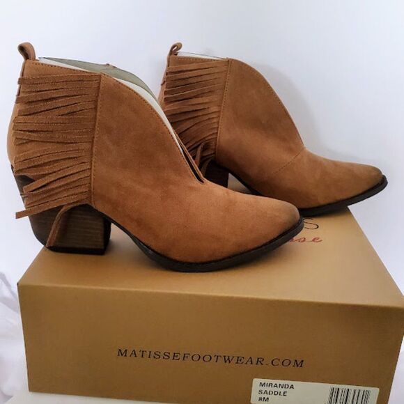 NWT Coconuts by Matisse Western Fringe Boots Sz 8 Festival Cowgirl Tan Ankle - Picture 3 of 8
